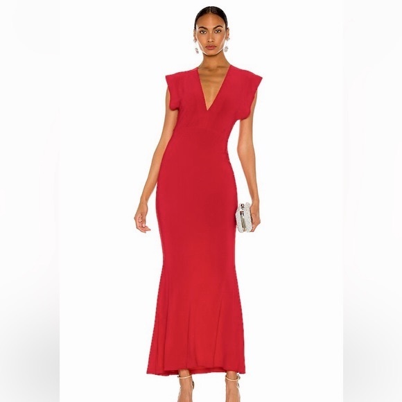 Norma Kamali Dresses & Skirts - Norma Kamali x REVOLVE deep V neck rectangle gown red jersey size M NWT ❤️